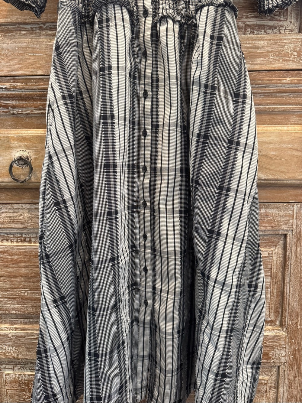 Maeve Anthropologie Black and White Plaid Button-Front Dress Classic Quiet Lux - Picture 7 of 9